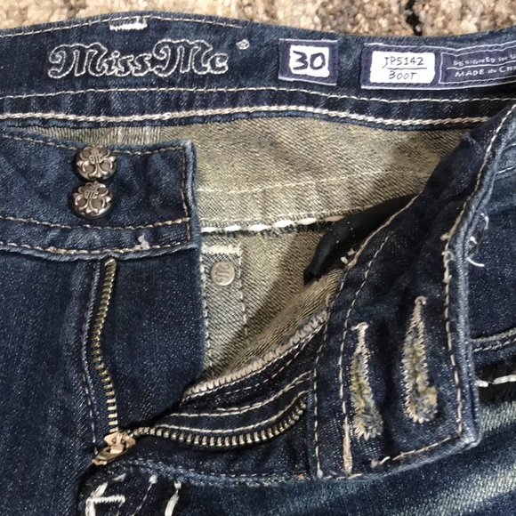 ๐ Miss Me Cross Wing Distressed Denim Jean - Picture 2 of 15